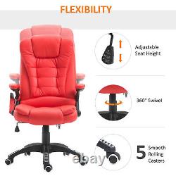 HOMCOM Heated Vibrating Massage Office Chair with Reclining Function, Red