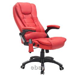 HOMCOM Heated Vibrating Massage Office Chair with Reclining Function, Red