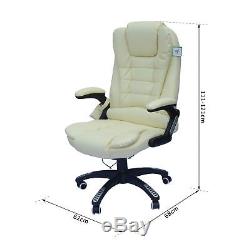 HOMCOM Heating Massage Office Managerial Chair Reclining Leather Swivel Armrest