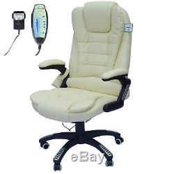 HOMCOM Heating Massage Office Managerial Chair Reclining Leather Swivel Armrest