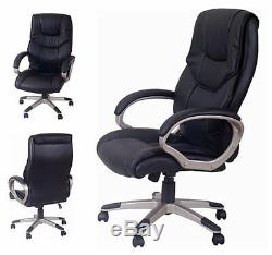 HOMCOM Home Gaming Office Chair PU Leather Swivel High Back Black Heavy Duty