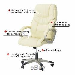 HOMCOM Luxury Home Office Desk Chair PU Leather Armrest Adjusable Function NEW