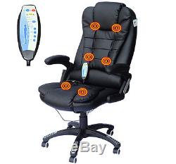 HOMCOM Office Computer Chair Heat Massage 6 Points Faux Leather Recline Swivel