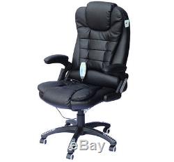 HOMCOM Office Computer Chair Heat Massage 6 Points Faux Leather Recline Swivel