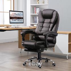 HOMCOM PU Leather Executive Office Chair with Retractable Footrest, Brown