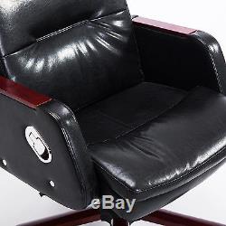 HOMCOM PU Leather Office Chair Adjustable Armrest Black Computer 360 Degree