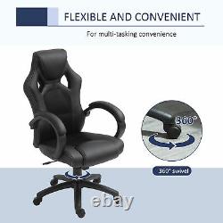HOMCOM Racing Gaming Chair Swivel Home Office Gamer Desk Chair with Wheels, Black