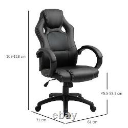HOMCOM Racing Gaming Chair Swivel Home Office Gamer Desk Chair with Wheels, Grey