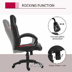 HOMCOM Racing Gaming Chair Swivel Home Office Gamer Desk Chair with Wheels, Red
