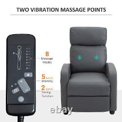 HOMCOM Recliner Sofa Chair PU Leather Massage Armcair with Remote Control, Grey