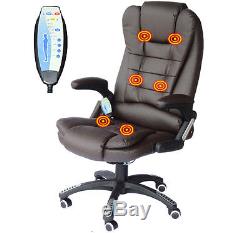 HOMCOM Reclining Leather Office Swivel Computer Chair Massage High Back Brown