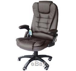 HOMCOM Reclining Leather Office Swivel Computer Chair Massage High Back Brown