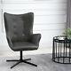 Homcom Retro Leisure Chair Metal Base Swivel High Comfort For Home Office Black