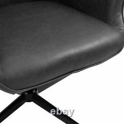 HOMCOM Retro Leisure Chair Metal Base Swivel High Comfort for Home Office Black