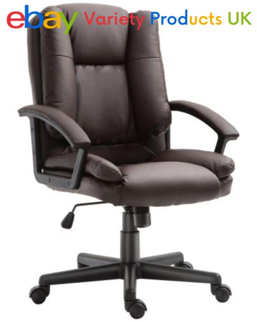 Homcom Swivel Executive Office Chair Mid Back Pu Leather Chair With Arm, Brown