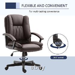 HOMCOM Swivel Executive Office Chair Mid Back PU Leather Chair with Arm, Brown