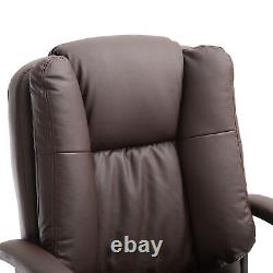 HOMCOM Swivel Executive Office Chair Mid Back PU Leather Chair with Arm, Brown