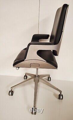 Hadi Teherani For Interstuhl Silver Swivel Chair 262s Black Leather Rrp 3000