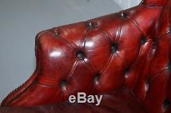 Hand Dyed 1960's Chesterfield Oxblood Leather Directors Captains Office Chair