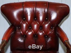 Harrods London Oxblood Leather Chesterfield Medallion Back Captains Office Chair