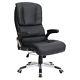 Havana Black Leather Office Desk Swivel Chair Ribbed Back