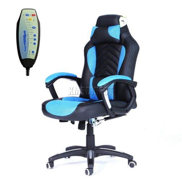Heated Massage Office Chair Gaming & Computer Recliner Swivel Mc09 Blue