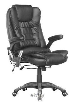 Heated Massage Office Chair Leather Gaming Recliner Computer MC8025 Black