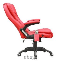 Heated Massage Office Chair Leather Gaming Recliner Computer MC8025 Red