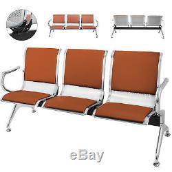 Heavy PU Leather 3 Seat Office Bank Airport Reception Waiting Room Bench Chair