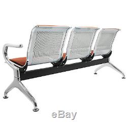 Heavy PU Leather 3 Seat Office Bank Airport Reception Waiting Room Bench Chair