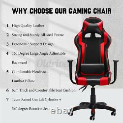 Heavy Racing Gaming Chair Footrest Office Computer Desk Chair Swivel Car Leather