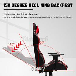 Heavy Racing Gaming Chair Footrest Office Computer Desk Chair Swivel Car Leather