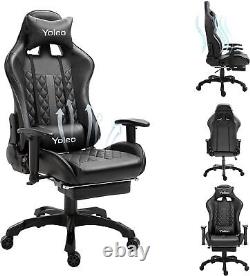 Height Adjustable Recliner Swivel Ergonomic Office PC Gaming Chair With Footrest
