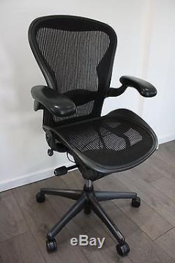 Herman Miller Aeron Chairs / Fully Loaded / Size B / REAL leather armrests