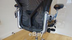 Herman Miller Aeron Chrome Polished Aluminium Office Chair Fully Loaded Leather
