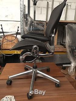 Herman Miller Aeron Chrome Polished Aluminium Office Chair Fully Loaded Leather