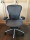 Herman Miller Aeron Office Chair Leather Armpads Polished Aluminium Chassis