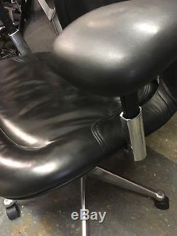 Herman Miller Office Aqua Chair In Black Leather & With Chrome Base