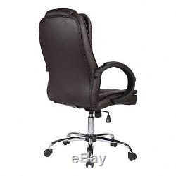 High Back Brown Leather Executive Office Chair Swivel Adjustable Computer Chair