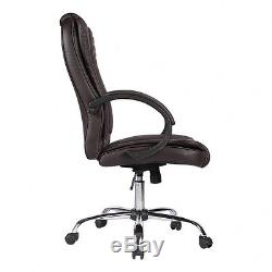 High Back Brown Leather Executive Office Chair Swivel Adjustable Computer Chair