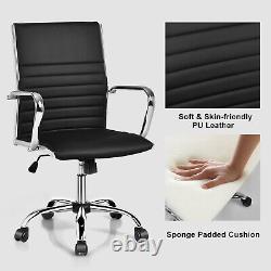 High Back Executive Chair Ergonomic Home Office Chair Rolling PU Leather Chair