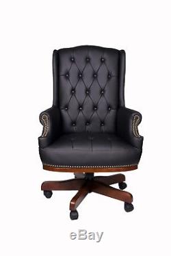 High Back Executive Chesterfield Antique Style Bonded Leather Office Desk Chair