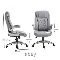High Back Executive Office Chair Home Swivel PU Leather Chair, GREY