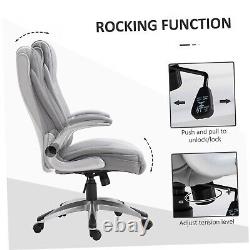 High Back Executive Office Chair Home Swivel PU Leather Chair, GREY