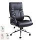 High Back Executive Office Chair Real Leather Faced Adjustable Pc Desk Seat New