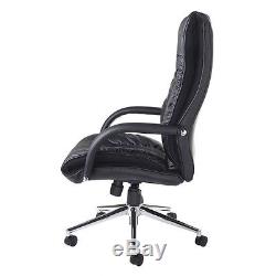 High Back Executive Office Chair Real Leather Faced Adjustable PC Desk Seat NEW