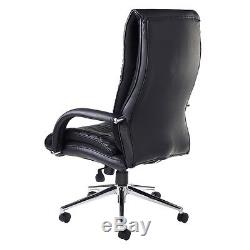 High Back Executive Office Chair Real Leather Faced Adjustable PC Desk Seat NEW