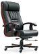 High-back Genuine Leather Executive Office Chair Quality Solid Wood Base Arms