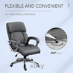 High Back Home Office Chair Swivel Executive PU Leather Chair, Deep Grey
