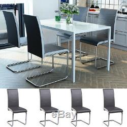 High Back Leather Dining Chairs 4pcs Set For Table Kitchen Room Office Furniture